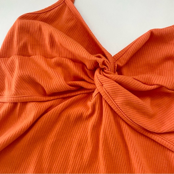 Lulus Fiery Red/Orange Spaghetti Strap Crop Top - Picture 2 of 8